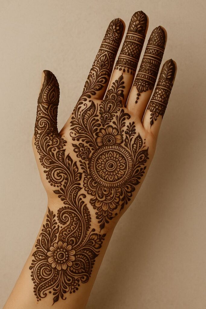 Front Hand Simple Mehndi Design Full Hand