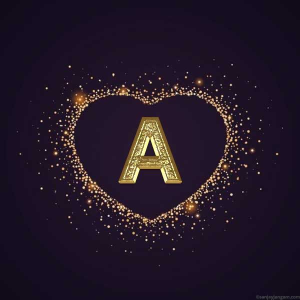 Stylish Alphabet Wallpaper Heart A Name DP 🌹
