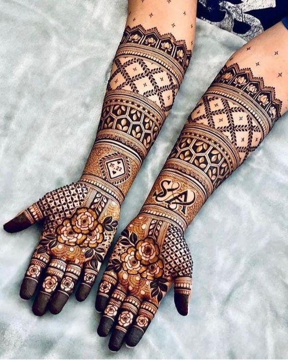 Royal Front Hand Names Mehndi Design
