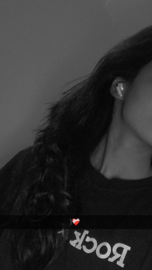 Hidden Face Girl Pic Black and White Mirror