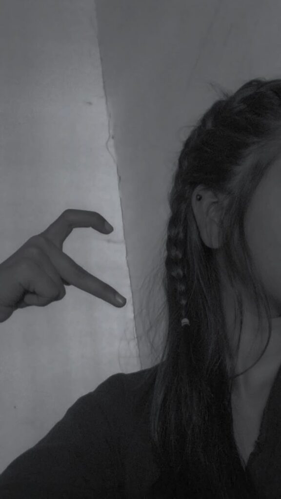 Hidden Face Girl Pic Black and White Mirror